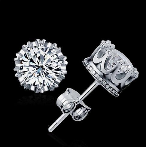 925 silver crown earring, Rhinestone, fashion style, Small sterling silver jewelry for women,free shipping and hign quality