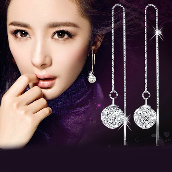 925 sterling silver items crystal earrings Shambhala ball tassel earrings wedding open design new arrival earrings