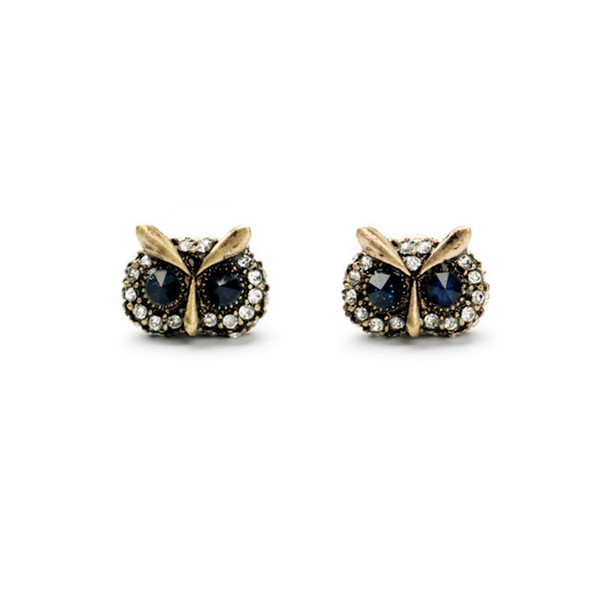 Exaggerated Diamond Cute Cute Owl Pendant Women's Ear Diamond Luxury Personality Wild Cool High-grade Jewelry Earrings Wholesale Spot