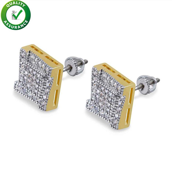 Designer Earrings Luxury Designer Brand Hip Hop Jewelry Men Diamond Stud Earrings Iced Out Cubic Zirconia Pandora Style Charms Gold Rapper