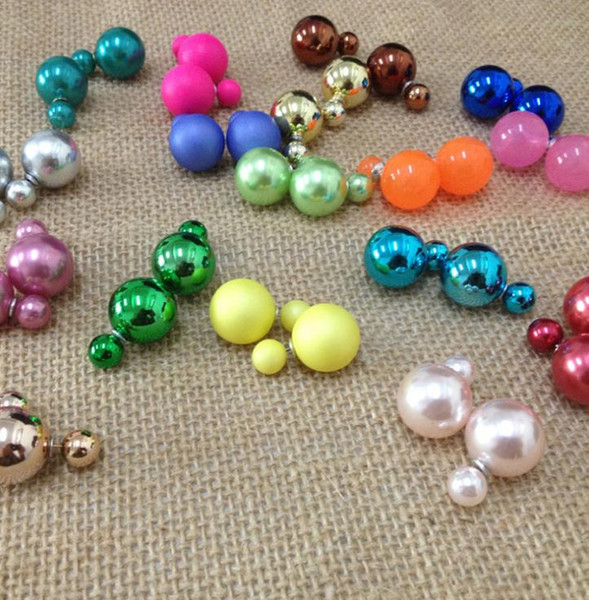 Colorful pearl earring, big and small pearls, Fashion Jewelry, no fade, Hign quality and Free Shipping