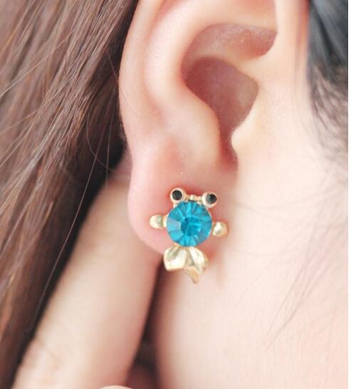 2015 new hot sale Fashion Earring Jewelry lovely ER402 Korean small goldfish stud Earrings