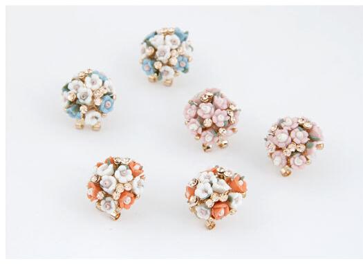 2014 New Arrival Fashion Earrings Hot Wholesale Small ceramic flower earrings Fashion Jewelry