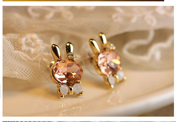 Austrian Crystal Jewelry Fashion Brand Jewelry Cute Stud Earring Little Rabbit Crystal Butterfly Earrings Women