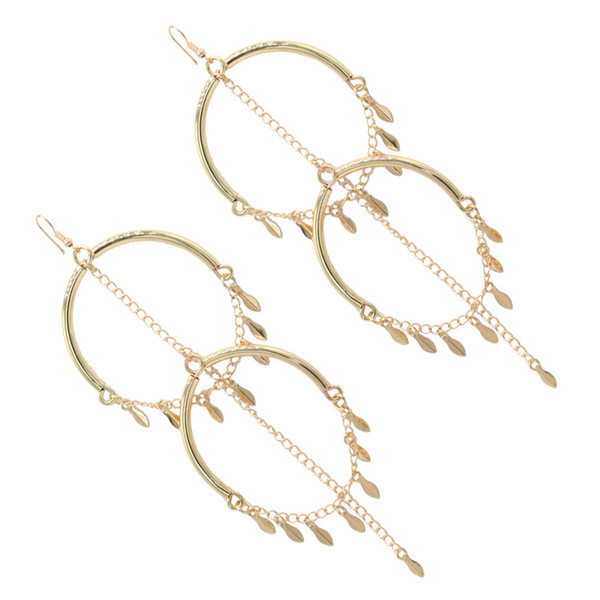 2018 fashion trend creative new European and American earring leaf alloy pendant Tassel Earrings accessories