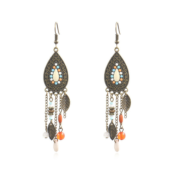Cross-border Sources New Bohemian Famous Ethnic Wind Earrings Handmade Bead Chain Earrings Manufacturers Wholesale