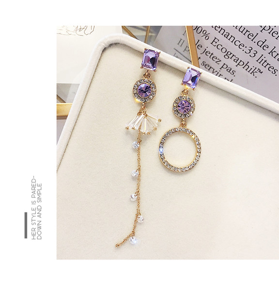 Design Sensory Earrings Asymmetrical Long-style Eardrop Temperament Simple Personality Korean Baitao Ear Nail Female