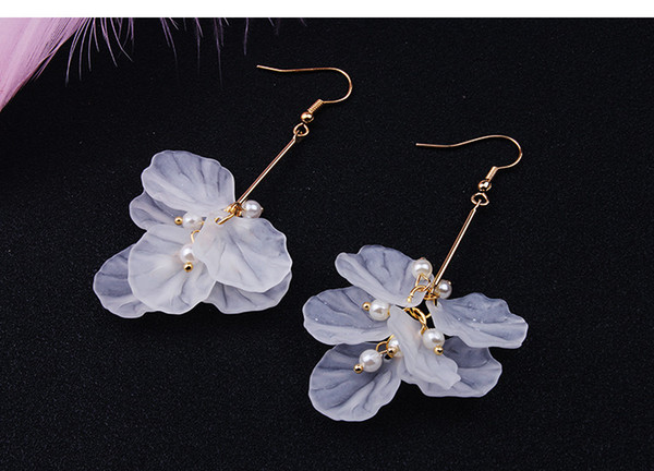 B387 girl heart temperament goddess white petals Earrings no ear pierced ears earrings earrings