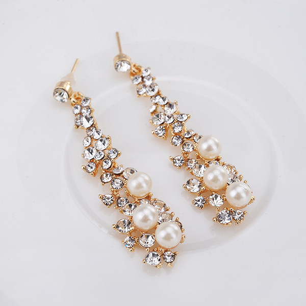 European and American celebrities temperament fashion pearl long boutique Earrings Gold fringed Earrings