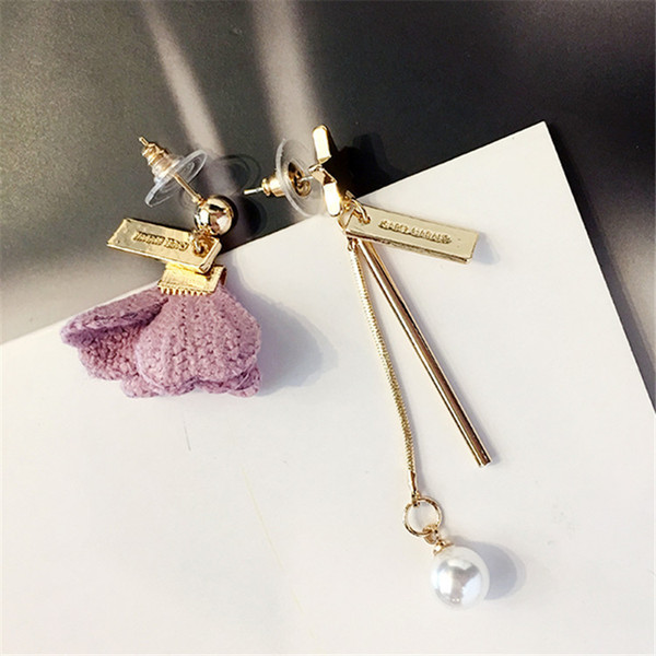 Dream Flowers Asymmetric Earrings Star Long Personality Drop Earrings Liusu Earrings Korean Edition Temperament Girl