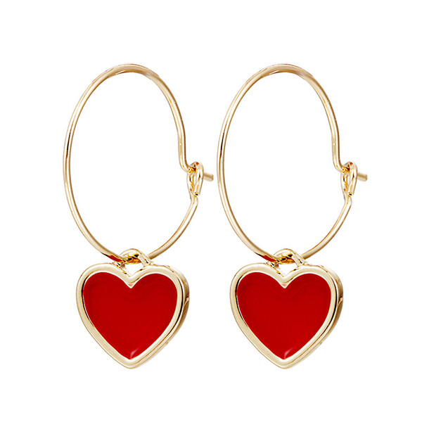 2018 new love fashion ear pendant female temperament Korea simple wave net red heart pattern Earrings