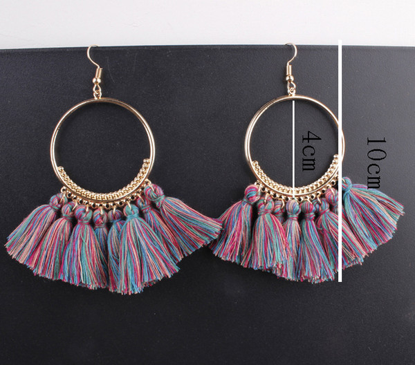 Fringes, fashion, originality, European and American accessories, big ring earrings accessories, Bohemia fringed earrings.