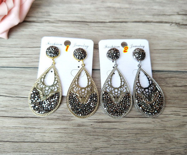 Fashion water drop hollow out earrings Paved Rhinestone Crystal Charm Dangle earrings Jewelry for women ER526