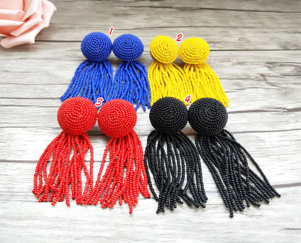 wholesale fashion handmade jewelry earrings ,braided seed bead tassel earrings,bead Weaving drop long earrings ER650