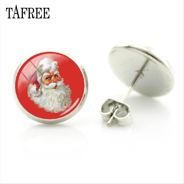 TAFREE Boutique New Fashion Women Stud Earring Santa Claus lovely Christmas Jewelry Christmas Earring For Kid Women Gifts J223