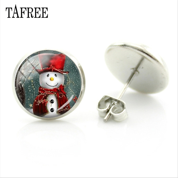 TAFREE New Fashion Simple Santa Claus Snowman lovely Tree Bell Christmas Jewelry Christmas Stud Earring For Women Gifts B11-25