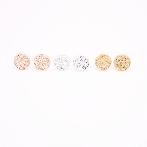 Lastest geometrical shape gold stud earrings Solid circle stud earrings Free shipping retail and wholesale mix