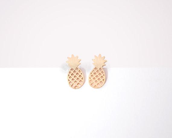 Fashion pineapple stud earrings, small wire drawing with pineapple surface stud earrings for women wholesale free shipping