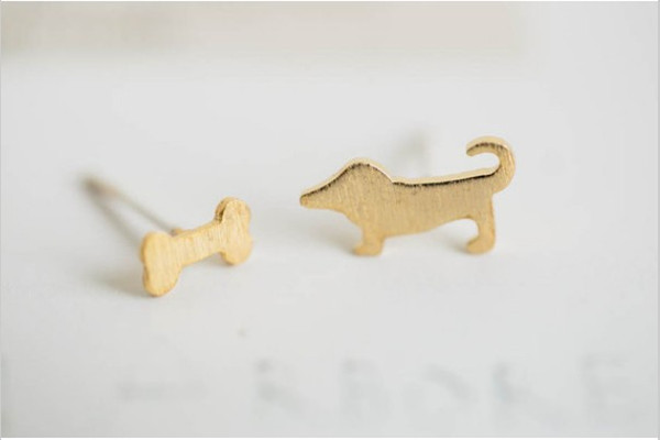 The latest elements Lovely dog and bone gold stud earrings plated stud earrings wholesale free shipping