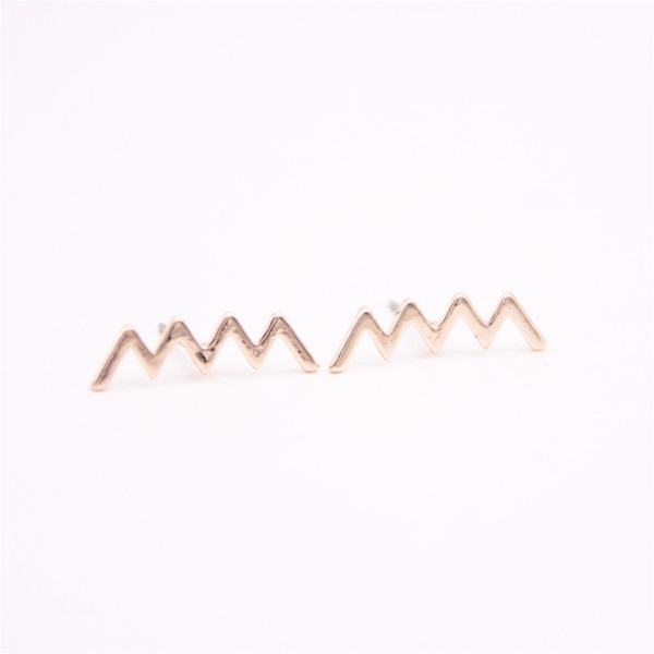 Two Letters W stud earrings Mountain shaped gold stud earrings Free shipping retail and wholesale mix