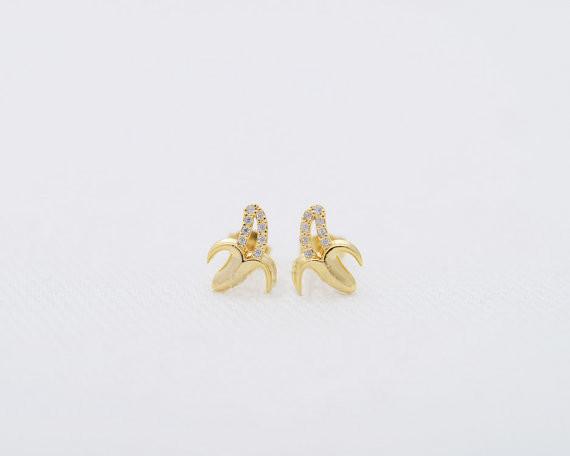 Fashion silver plated banana stud earrings, personality hollow out banana stud earrings for women wholesale free shipping