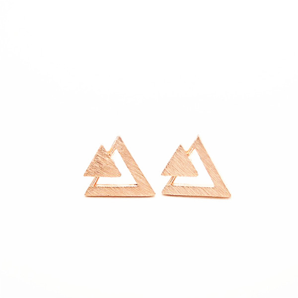 Fashion triangle stud earrings Three triangles pile stud earrings Personality triangle combination stud earrings for women