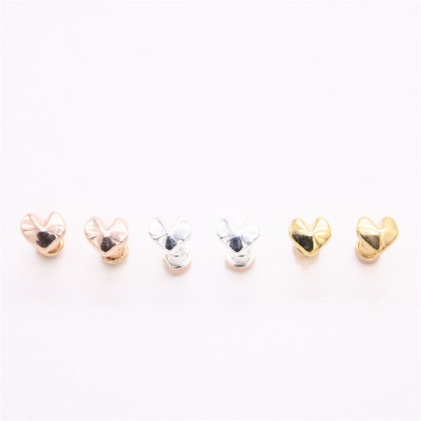 Metal material three-dimensional heart shape stud earrings Multicolor love stud earrings made for women Free shipping