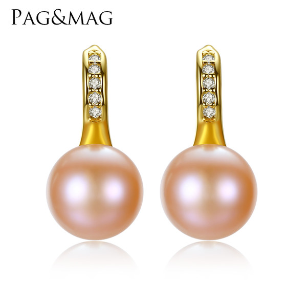 PAG&MAG Brand Classic Small Stud Earrings for Girls Daily Wear Freshwater Natural Pearl S925 Silver Stud Earrings Box Free Rated