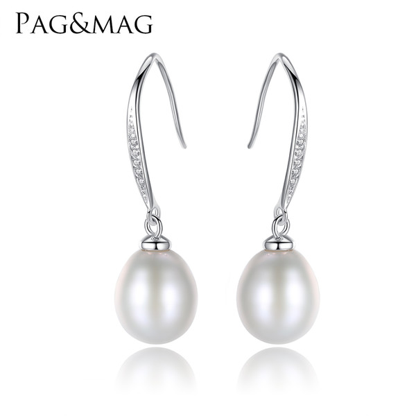 PAG&MAG 2017 New brand Design Statement Fashion Natural Freshwater Pearl Water Drop earrings For Women 925 silver Hook