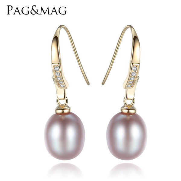 PAG&MAG Brand Natural Freshwater Pearl With Silver Drop Earrings For Love Birthday Gift Jewelry Women Trendy Earrings