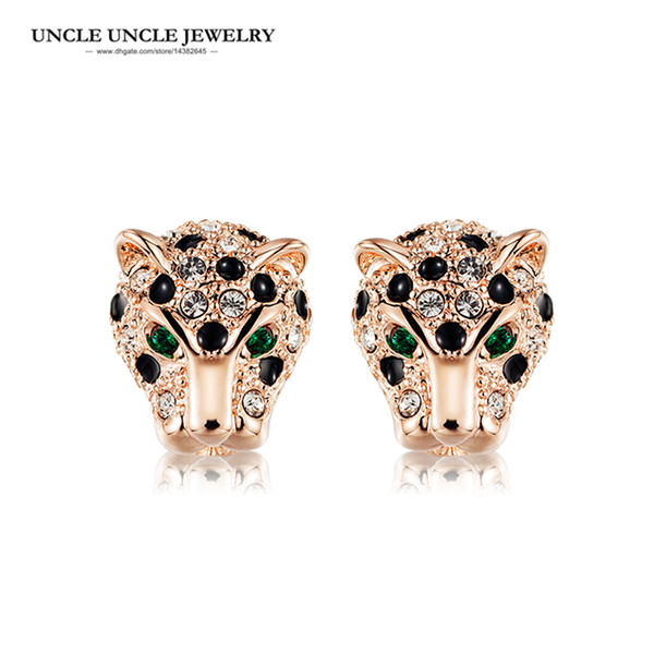 Brand Design Rose Gold Color Austrian Rhinestones Classic Leopard Spotted Luxury Lady Earring Christmas Gifts Drop Shipping