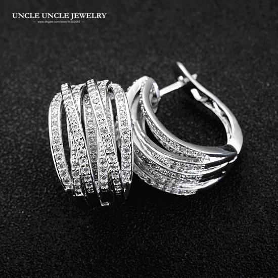 Trendy Earrings Vintage Silver Color Rhinestones Micro Setting Multilayer Cross Double X Wide Woman Earring Wholesale Gift Jewelry