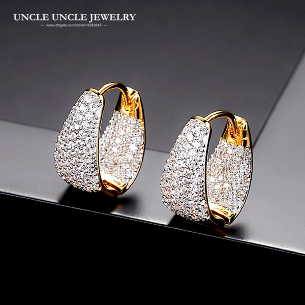 Elegant Gold Color Clear Zirconia Micro Setting 2 Colors Design Fashion Woman Drop Earring Wholesale Valentine's day Gift