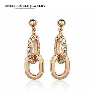 Rose Gold Color Rhinestone Crystal Grometric Element Fashion Jewelry Woman Earrings Wholesale Gift Accessories