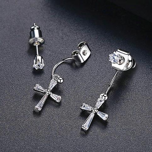 New Arrival White Gold Color Cross Style Zirconia Separable Fashion Woman Earrings Wholesale 3 Colors Gifts Accessories