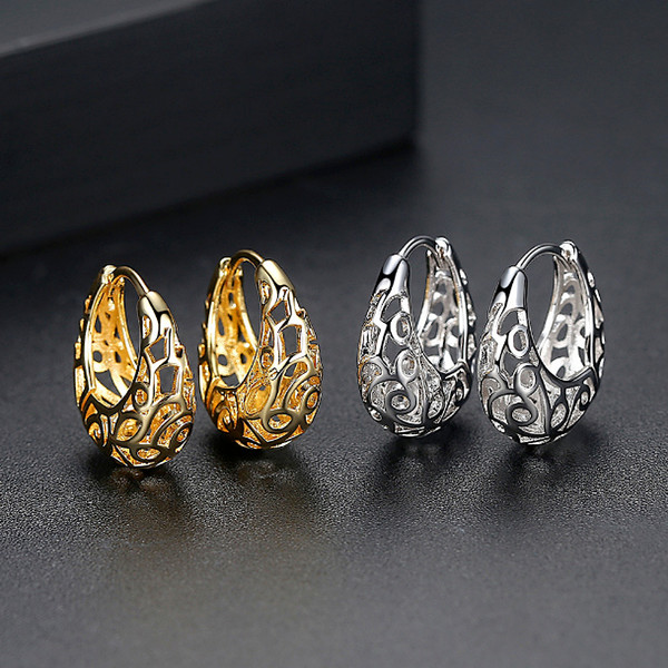 Gold Color Simple Design Hollow out Style Copper Alloy Fashion Woman Drop Earring Wholesale Accessories Jewelry Gift