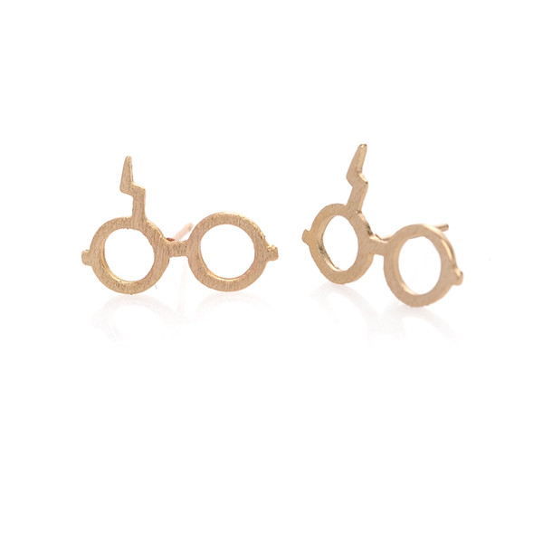 Wholesale Funny Harry Magic Glasses Stud Earring Jewellery Silver Gold Pink Gold Plated Color For Women Gift EFE036