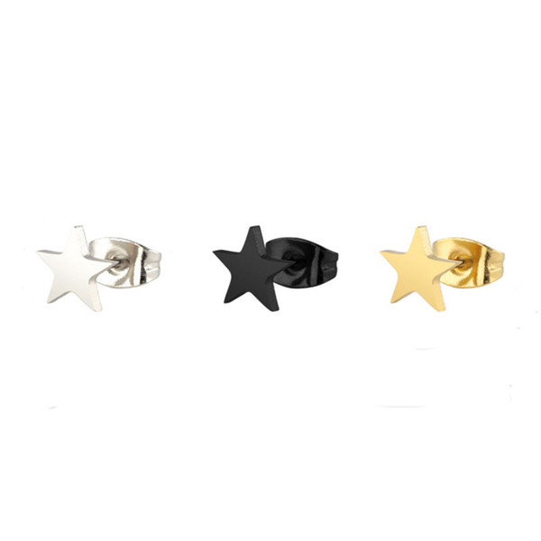 10pc/lot Solid Star Earrings Stainless Steel Earring Tiny Ear Studs Jewelry Hiphop Women Men Earring Jewelry