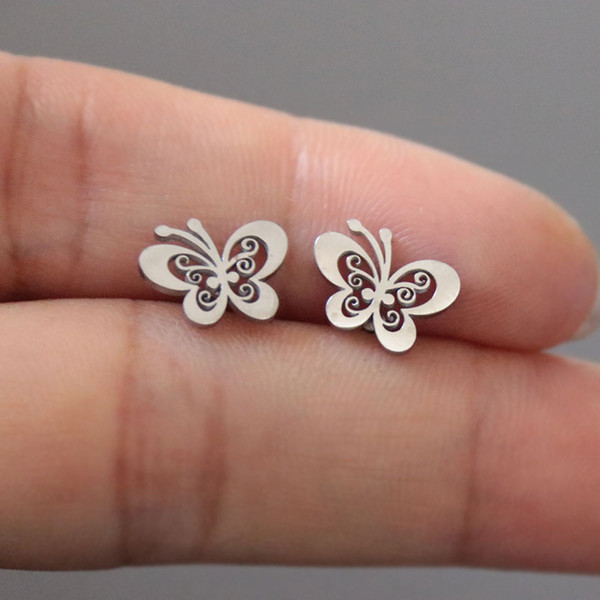 Everfast New Korean Earrings Insect Butterfly Stainless Steel Earring Stud Fashion Bugs Ear Jewelry Gift For Women Girls Kids T125