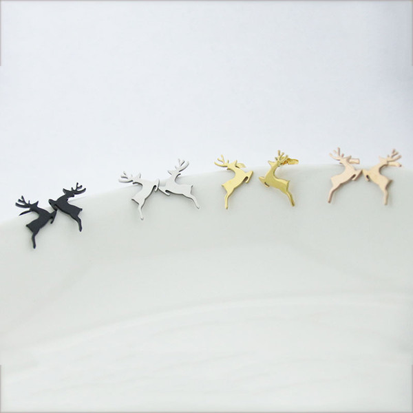 Hot Selling Little Deer Earrings Fawn Elk Earrings Studs Women Kids Girls Lucky Christmas Jewelry Gift T135