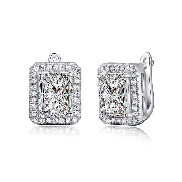 ORSA New Arrival 2 ct Emerald Cut Cubic Zircon Earring Stud Fashion Ear Clip Design Baguette Earring For Ladies OE95