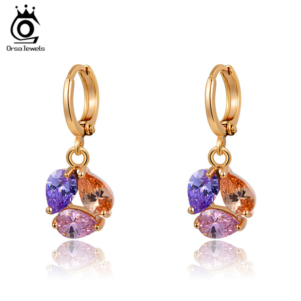 23 ORSA 18K real Rose Gold Plated Fashion Earring For Ladies with Brilliant AAA Austrian Zircon OME16