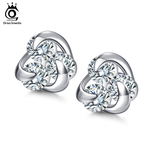 100% Genuine 925 Sterling Silver Earrings for Women Hot Sale 8mm CZ Small Cute Crystal Jewelry Stud Earrings SE10