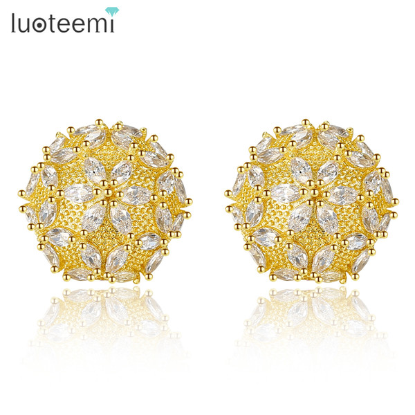 LUOTEEMI Female Snowflake Stud Earring White Gold Color Tone Jewelry 2018 High Quality Zircon Fashion Earrings For Women