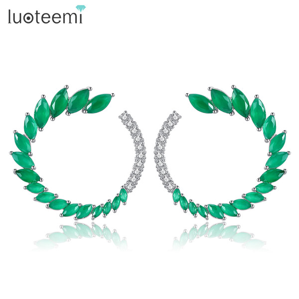 LUOTEEMI Brand Fashion Top Quality Cubic Zirconia Round Shape Stud Earrings For Women Anniversary Charming Earring Jewelry 2018