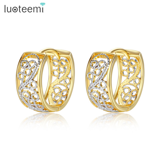 LUOTEEMI Brazil Wholesale Gold Color Piercing Hollow Design Hoop Earrings For Women Fashion Refreshing Daily-life Earring Bijoux