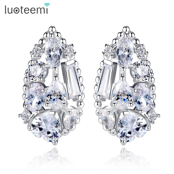 LUOTEEMI 2017 New Hot Charming Cubic Zirconia Big Waterdrop Stud Earrings for Women Jewellery Free Shipping