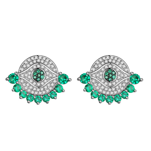 KIVN Fashion Jewelry Spiritual Evil Eye Pave CZ Cubic Zirconia Bridal Wedding Stud Earrings for Women