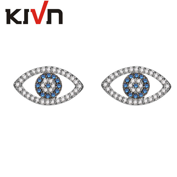 KIVN Fashion Jewelry Spiritual Evil eye Pave CZ Cubic Zirconia Stud Earrings for Women Wedding Birthday Party Christmas Valentine gift