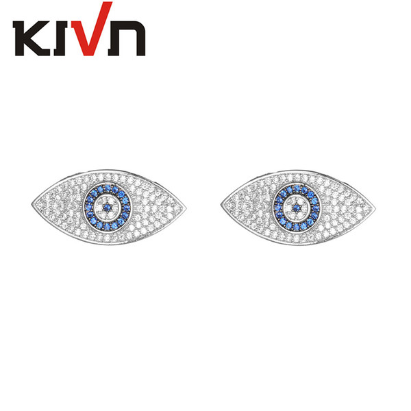 KIVN Fashion jewelry Tiny Pave Evil eye Pave CZ Cubic Zirconia Bridal Wedding Earrings for Women